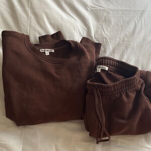 Reformation Brown Sweatshirt and Joggers Set
